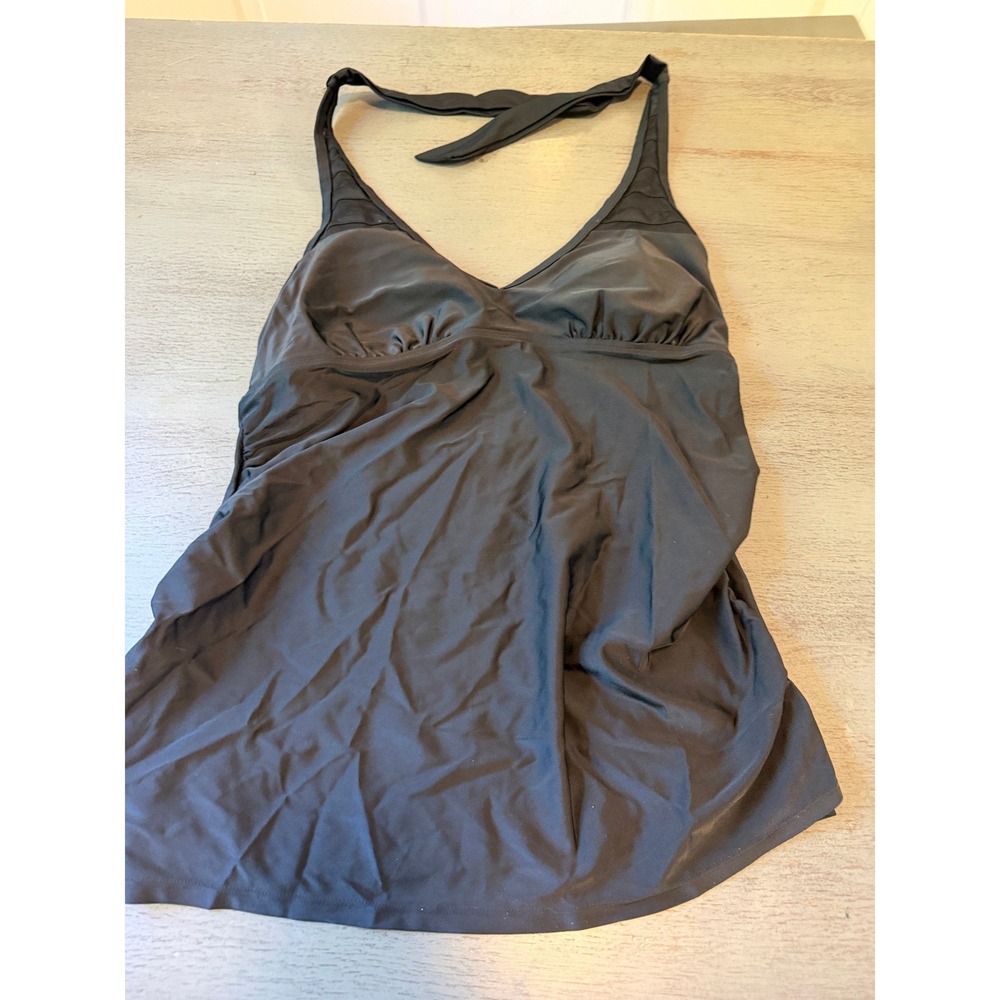 Liz Lange Maternity Target Tankini Top Black Halter Padded Mesh Size Medium